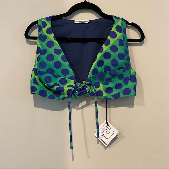 PACO RABANNE Polka Dot Crop Top lace-up twill bralette - Picture 5 of 9